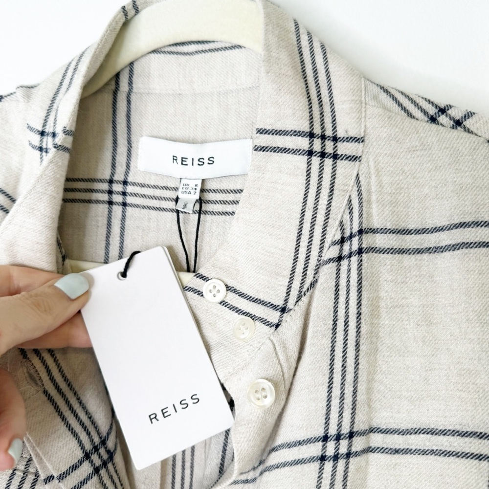 NWT Reiss Dasha-Check Dress With Tie Size 2 - Picture 8 of 9